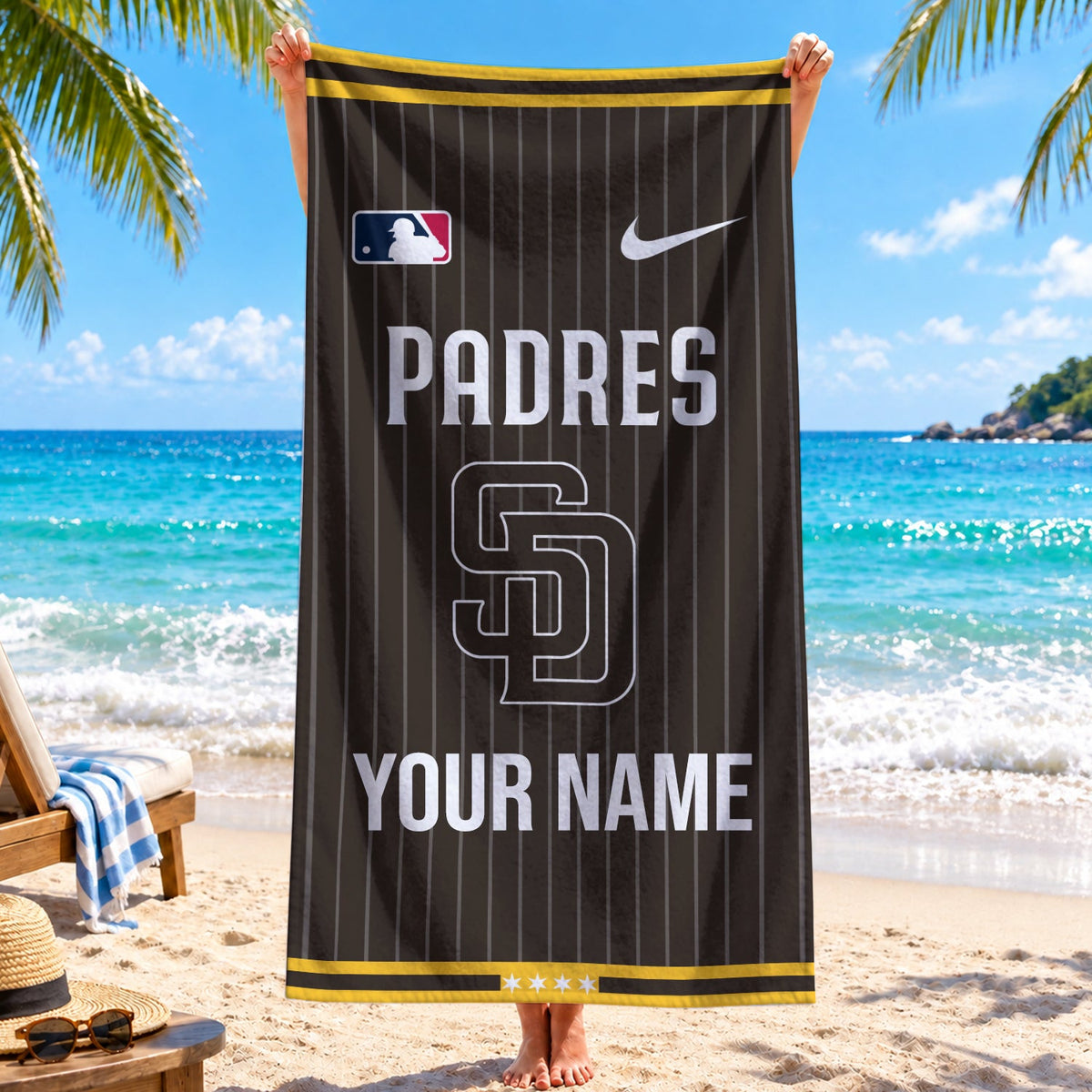 [FLASH SALE] NEW CUSTOMIZED MLB18 SDP SAN DIEGO PADRES BEACH TOWEL