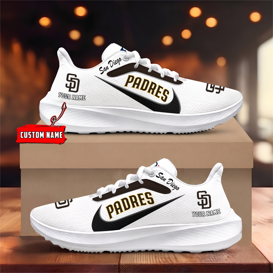 [FLASH SALE] NEW CUSTOMIZED MLB18 SDP SAN DIEGO PADRES ROAD RUNNING SHOES