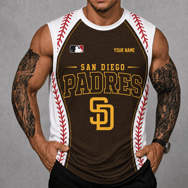 [FLASH SALE] NEW CUSTOMIZED MLB18 SDP SAN DIEGO PADRES TANK TOP & GYM SHIRT
