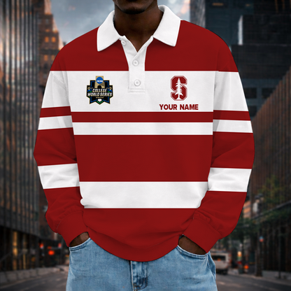 [FLASH SALE] NEW CUSTOMIZED NCAA CWS18 STC STANFORD CARDINAL UNISEX LONG SLEEVE POLO