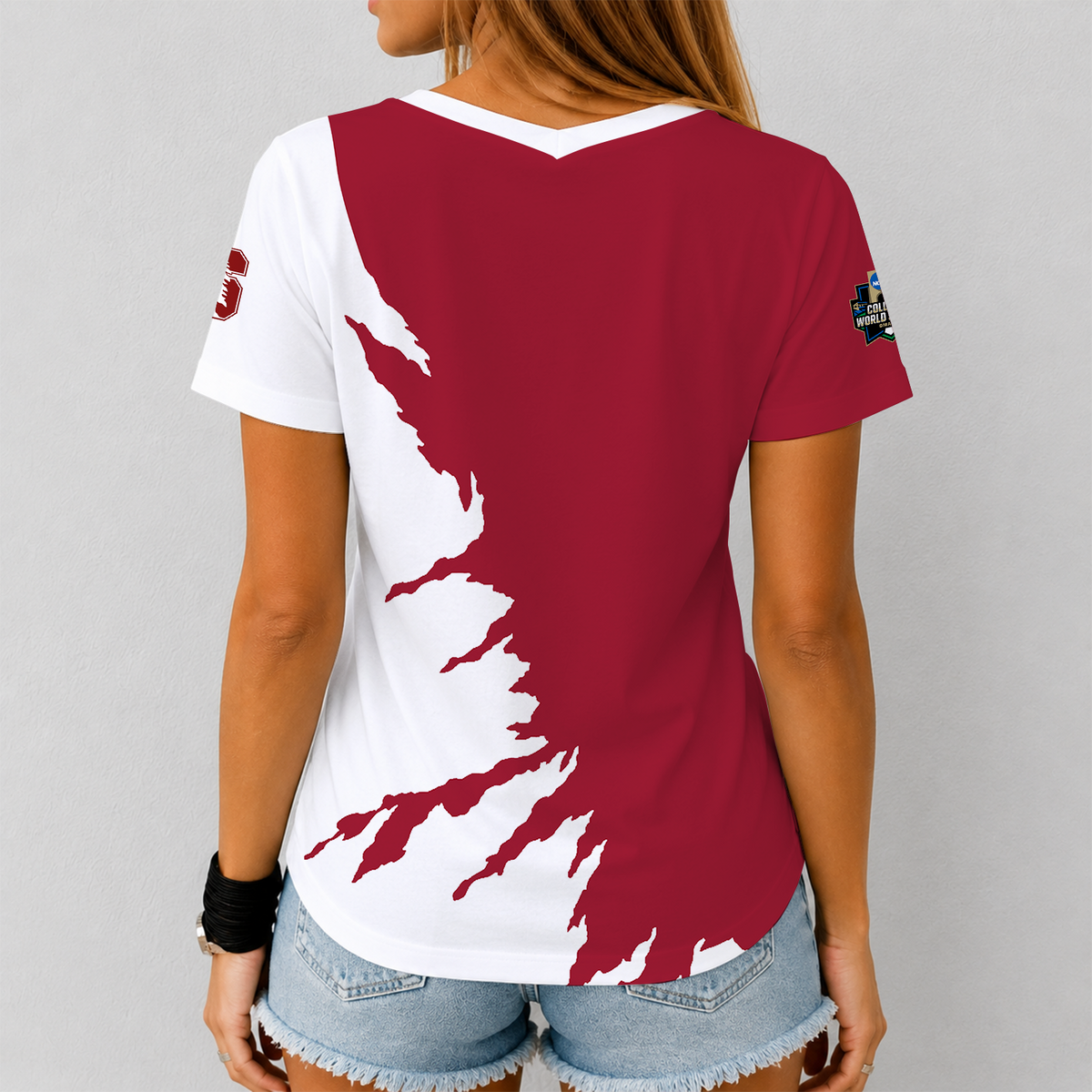 [FAN FAVORITE] NEW CUSTOMIZED NCAA CWS18 STC STANFORD CARDINAL V-NECK FEMALE SHIRT