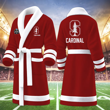 [FAN FAVORITE] NEW CUSTOMIZED NCAA CWS18 STC STANFORD CARDINAL MULTICOLOR FLEECE BATHROBE