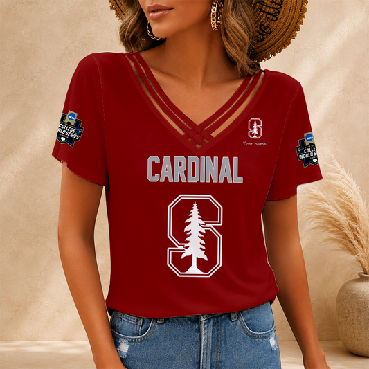 [FAN FAVORITE] NEW CUSTOMIZED NCAA CWS18 STC STANFORD CARDINAL V-NECK SHIRT