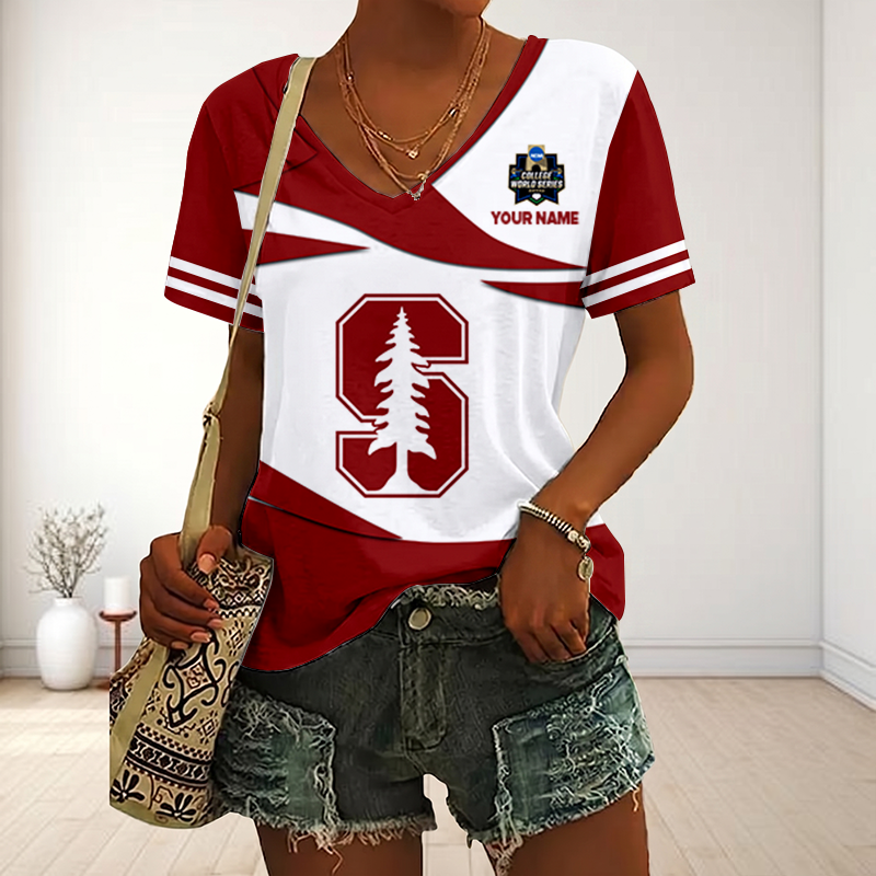 [FLASH SALE] NEW CUSTOMIZED | NCAA CWS18 STC ST CARDINAL V-NECK FEMALE SHIRT