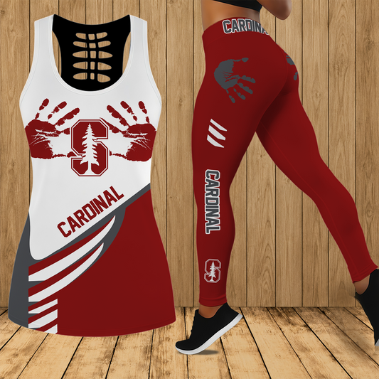 [FAN FAVORITE] NEW CUSTOMIZED NCAA CWS18 STC STANFORD CARDINAL HOLLOW TANK TOP & LEGGINGS SET