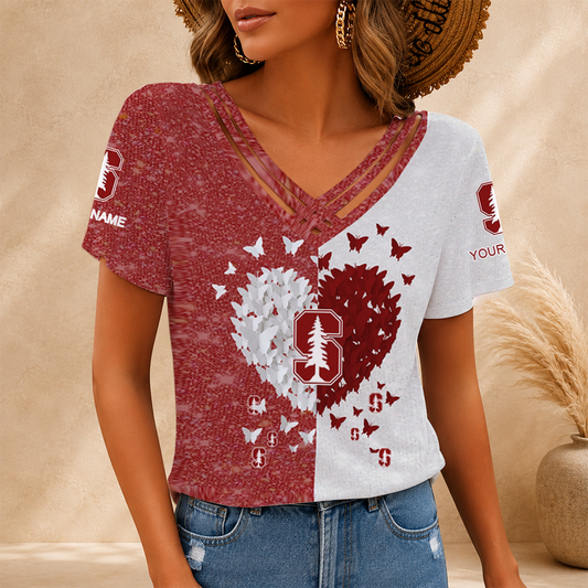 [FAN FAVORITE] NEW CUSTOMIZED NCAA CWS18 STC STANFORD CARDINAL V-NECK SHIRT