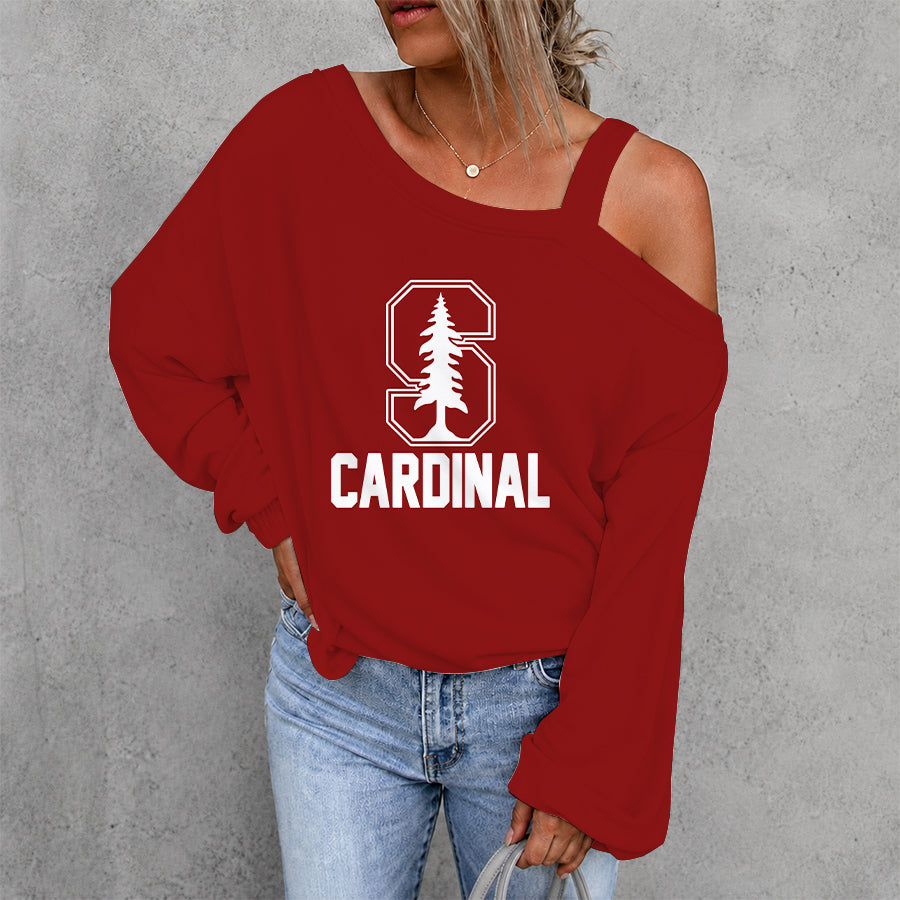 [FAN FAVORITE] NEW CUSTOMIZED NCAA CWS18 STC STANFORD CARDINAL WOMEN'S OFF-SHOULDER LONG SLEEVE SHIRT