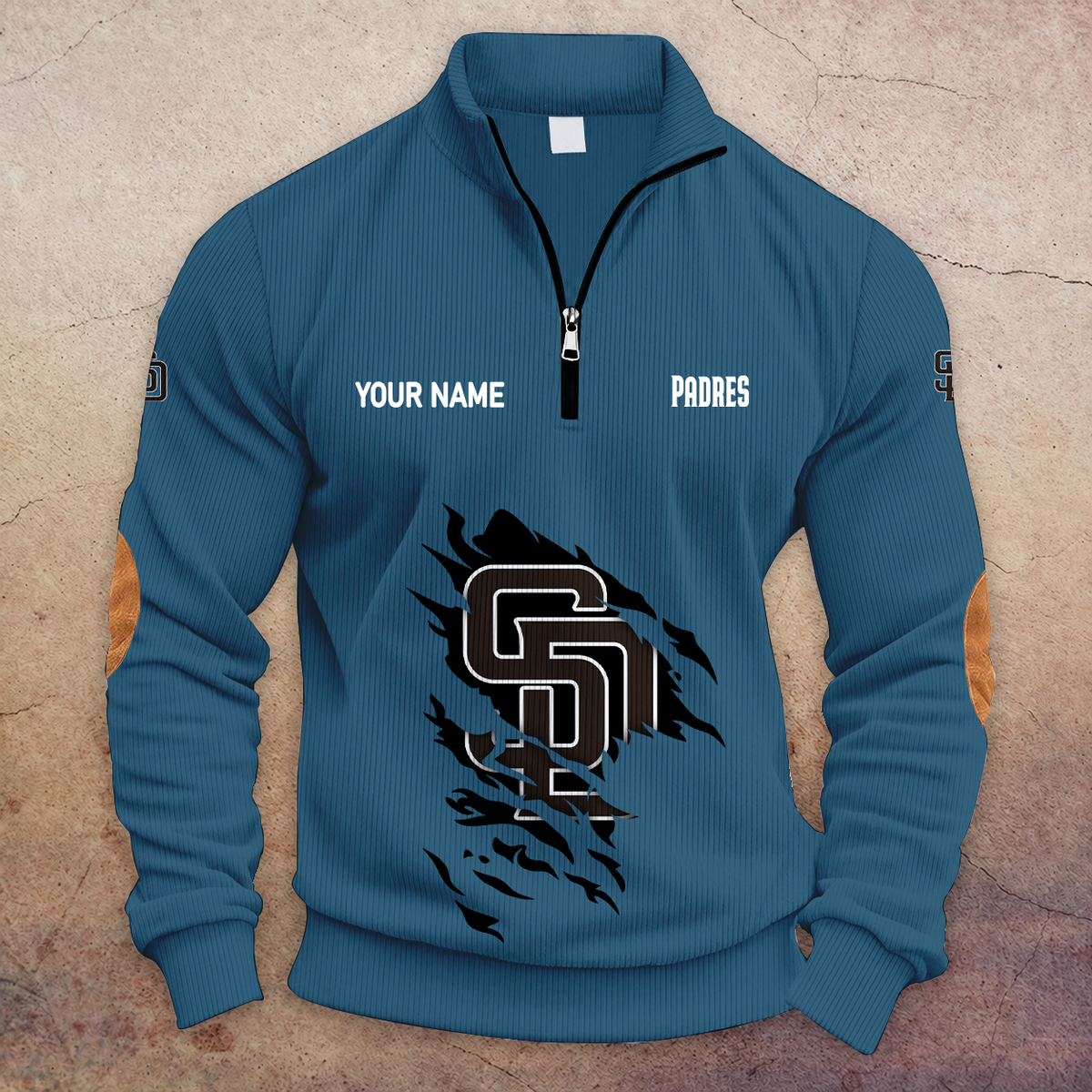 [FLASH SALE] NEW CUSTOMIZED MLB18 SDP SAN DIEGO PADRES MULTICOLOR STRIPED QUATER ZIP SWEATSHIRT