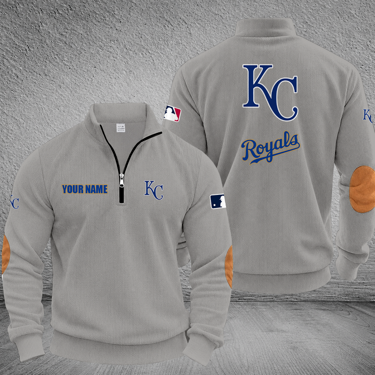 [FLASH SALE] NEW CUSTOMIZED MLB19 KCR KANSAS CITY ROYALS MULTICOLOR STRIPED QUATER ZIP SWEATSHIRT