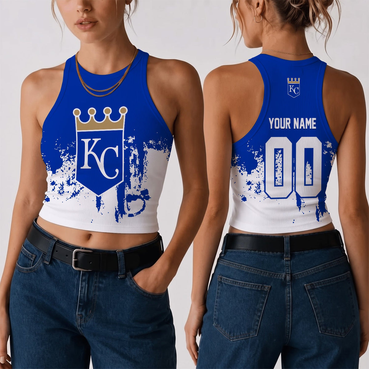 [FLASH SALE] NEW CUSTOMIZED MLB19 KCR THE ROYALS WOMEN'S CROP TOP