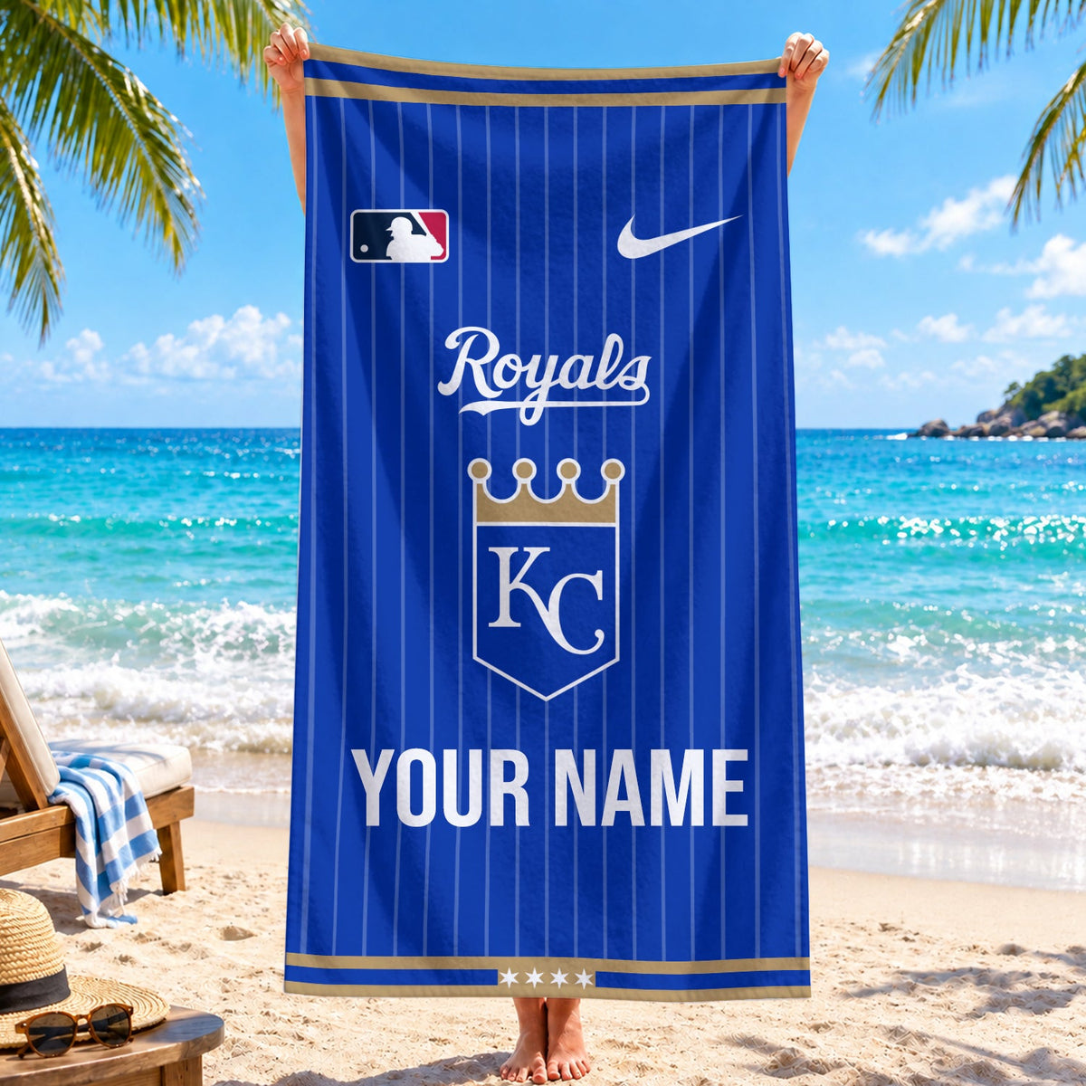 [FLASH SALE] NEW CUSTOMIZED MLB19 KCR KANSAS CITY ROYALS BEACH TOWEL