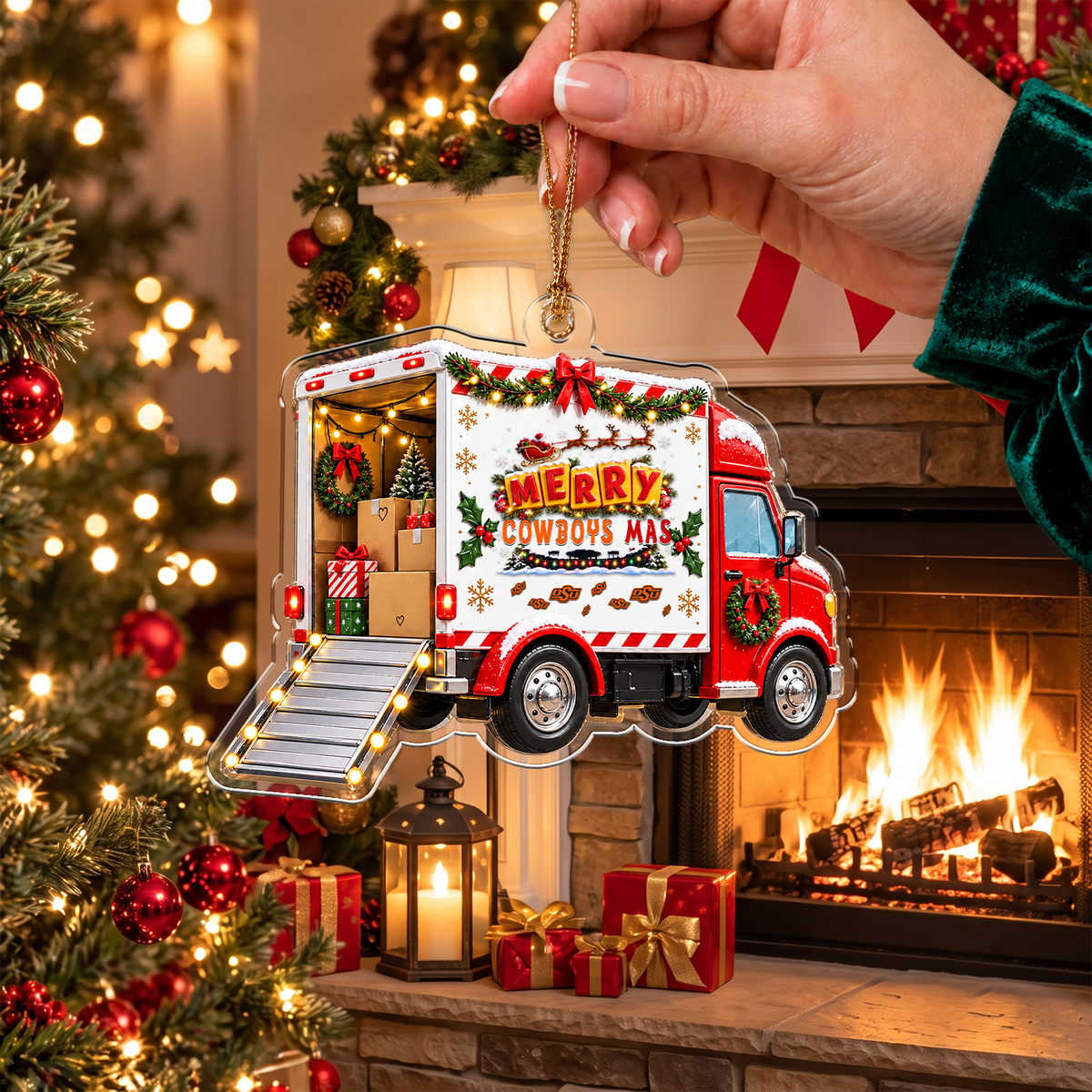 [FAN FAVORITE] NEW CUSTOMIZED NCAA CWS19 OSC OKLAHOMA STATE COWBOYS CHRISTMAS ACRYLIC ORNAMENT
