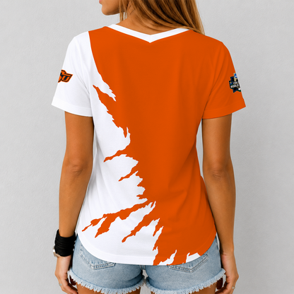 [FAN FAVORITE] NEW CUSTOMIZED NCAA CWS19 OSC OKLAHOMA STATE COWBOYS V-NECK FEMALE SHIRT