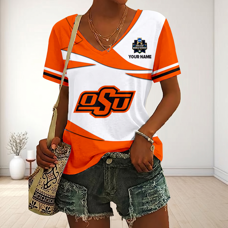 [FLASH SALE] NEW CUSTOMIZED | NCAA CWS19 OSC OS COWBOYS V-NECK FEMALE SHIRT