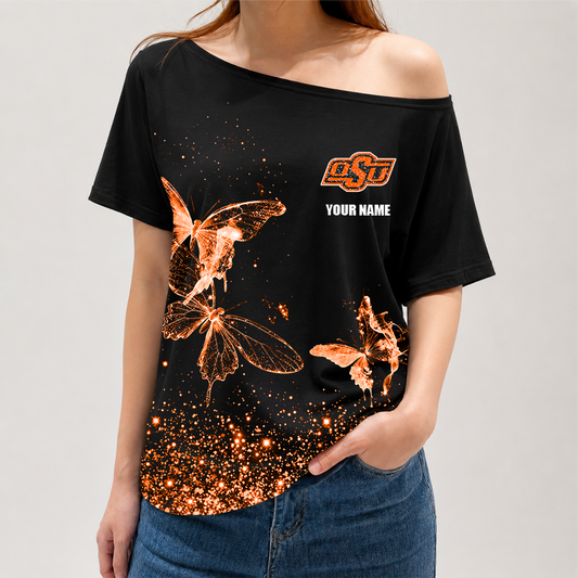 [FAN FAVORITE] NEW CUSTOMIZED NCAA CWS19 OSC OKLAHOMA STATE COWBOYS OFF-SHOULDER SHIRT