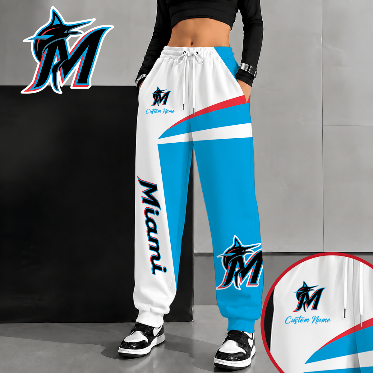 [FLASH SALE] NEW CUSTOMIZED MLB20 MMS MIAMI MARLINS SWEATPANTS