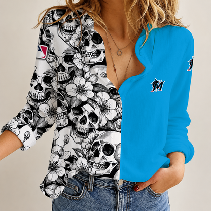 [FLASH SALE] NEW CUSTOMIZED MLB20 MMS MIAMI MARLINS WOMEN'S CASUAL SHIRT