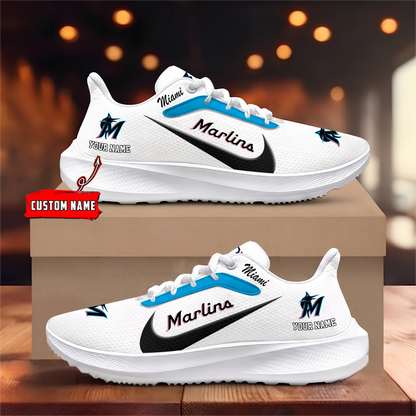 [FLASH SALE] NEW CUSTOMIZED MLB20 MMS MIAMI MARLINS ROAD RUNNING SHOES