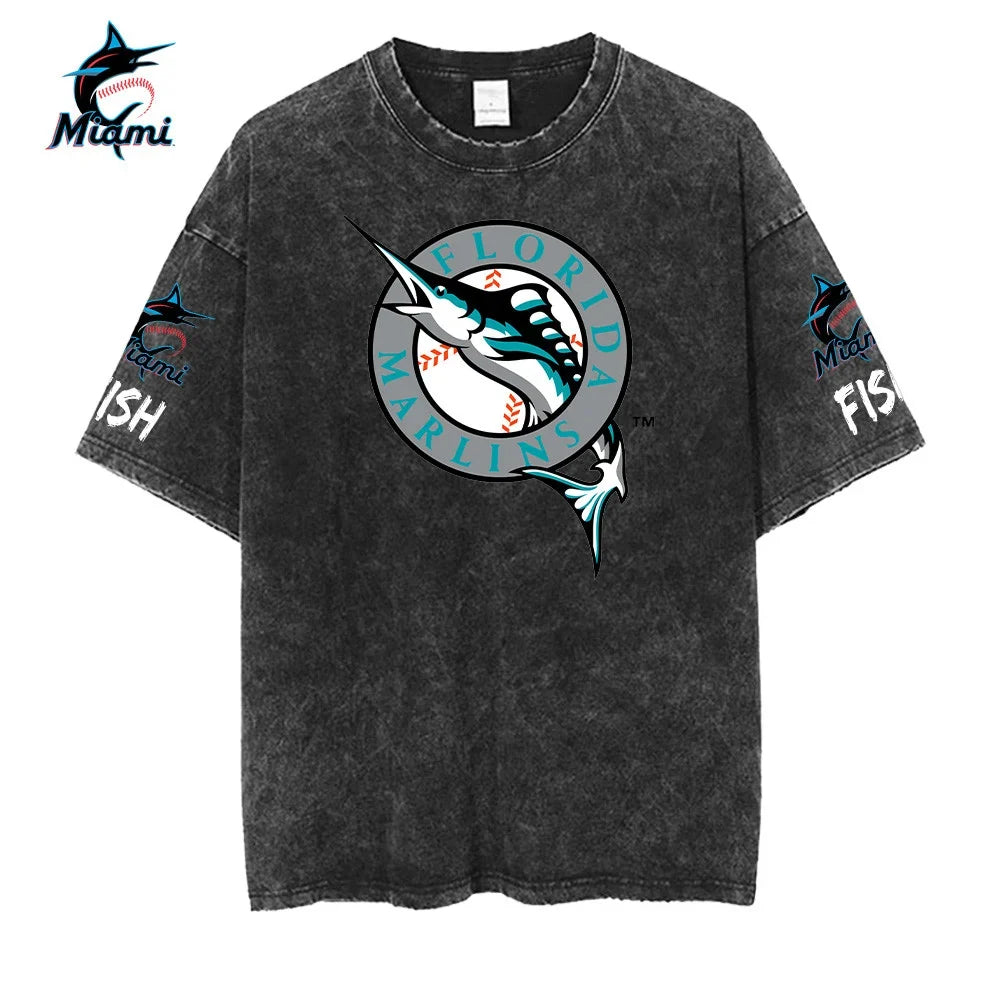 [FLASH SALE] NEW CUSTOMIZED MLB20 MMS MIAMI MARLINS MULTICOLOR WASHED TEE