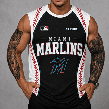 [FLASH SALE] NEW CUSTOMIZED MLB20 MMS MIAMI MARLINS TANK TOP & GYM SHIRT