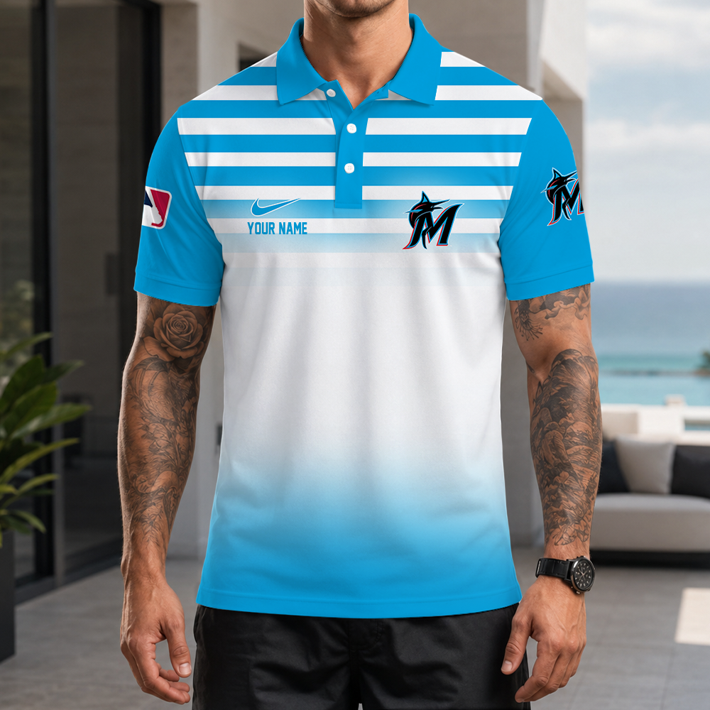 [FLASH SALE] NEW CUSTOMIZED MLB20 MMS MIAMI MARLINS POLO SHIRT