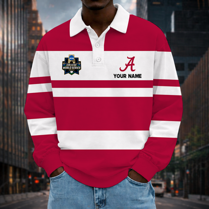 [FLASH SALE] NEW CUSTOMIZED NCAA CWS21 ABC ALABAMA CRIMSON TIDE UNISEX LONG SLEEVE POLO