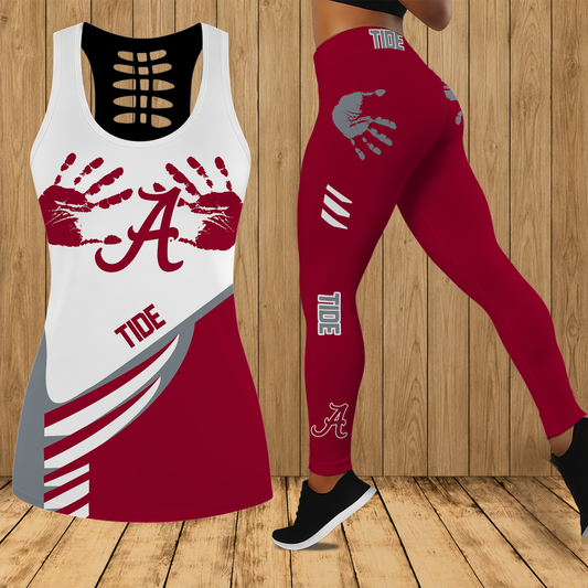[FAN FAVORITE] NEW CUSTOMIZED NCAA CWS21 ABC ALABAMA CRIMSON TIDE HOLLOW TANK TOP & LEGGINGS SET