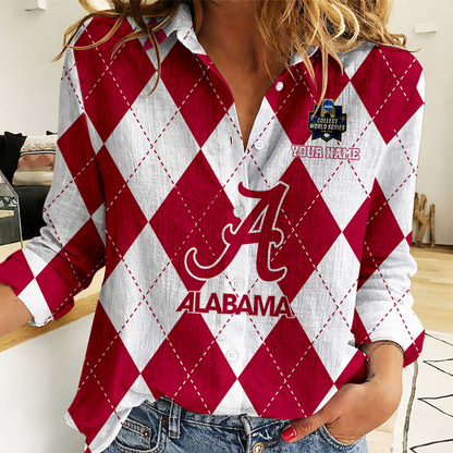 [FLASH SALE] NEW CUSTOMIZED | NCAA CWS21 ABC AB CRIMSON TIDE WOMEN CASUAL SHIRT FOR FAN