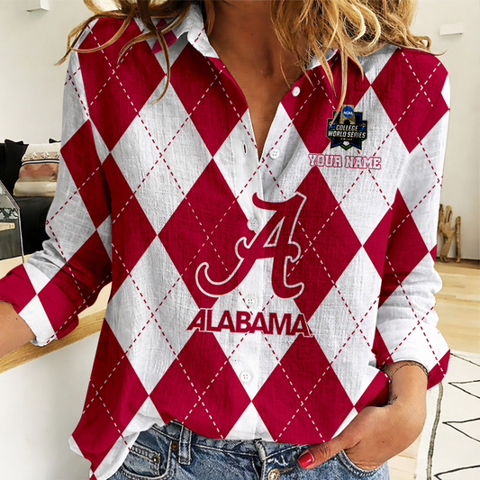 [FLASH SALE] NEW CUSTOMIZED | NCAA CWS21 ABC AB CRIMSON TIDE WOMEN CASUAL SHIRT FOR FAN