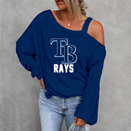 [FLASH SALE] NEW CUSTOMIZED MLB21 TBR TAMPA BAY RAYS DROP SHOULDER SWEATSHIRT