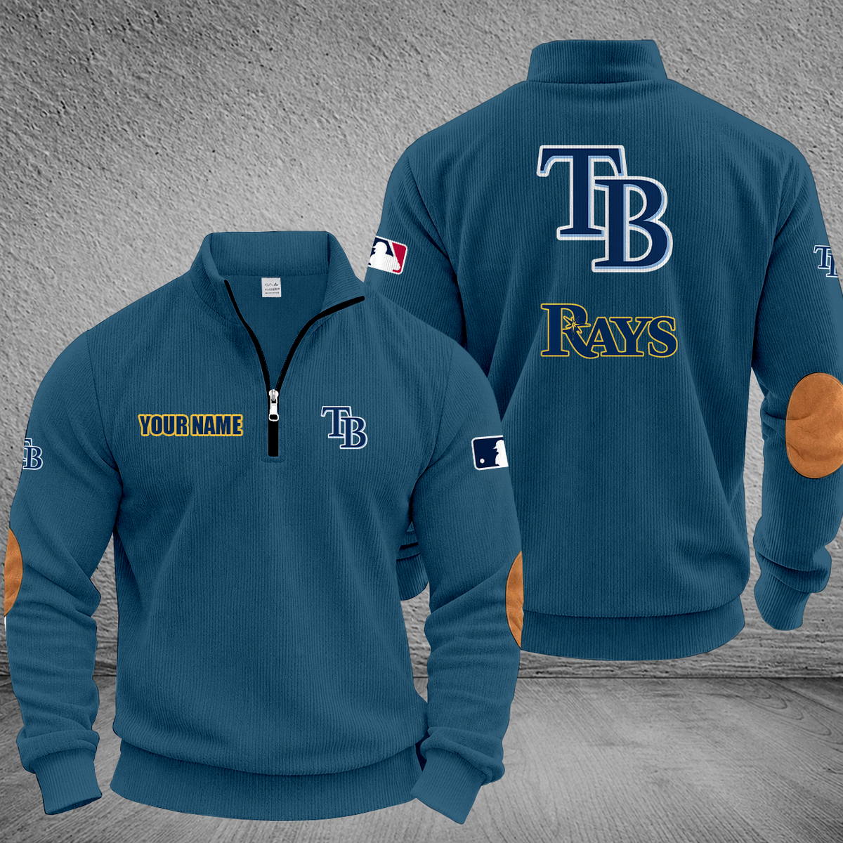 [FLASH SALE] NEW CUSTOMIZED MLB21 TBR TAMPA BAY RAYS MULTICOLOR STRIPED QUATER ZIP SWEATSHIRT