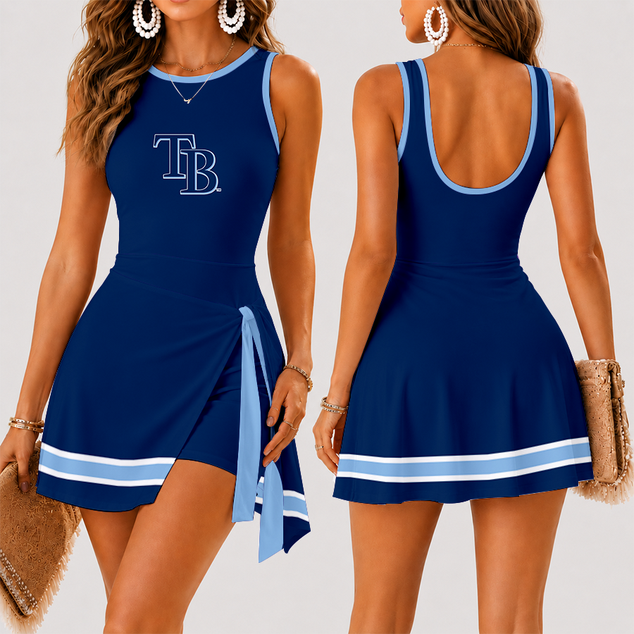 [FLASH SALE] NEW CUSTOMIZED MLB21 TBR TAMPA BAY RAYS WOMEN'S SUMMER SKORT DRESS