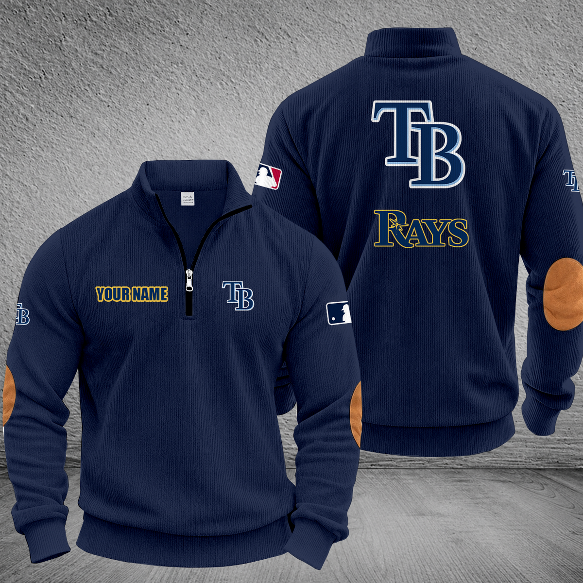 [FLASH SALE] NEW CUSTOMIZED MLB21 TBR TAMPA BAY RAYS MULTICOLOR STRIPED QUATER ZIP SWEATSHIRT