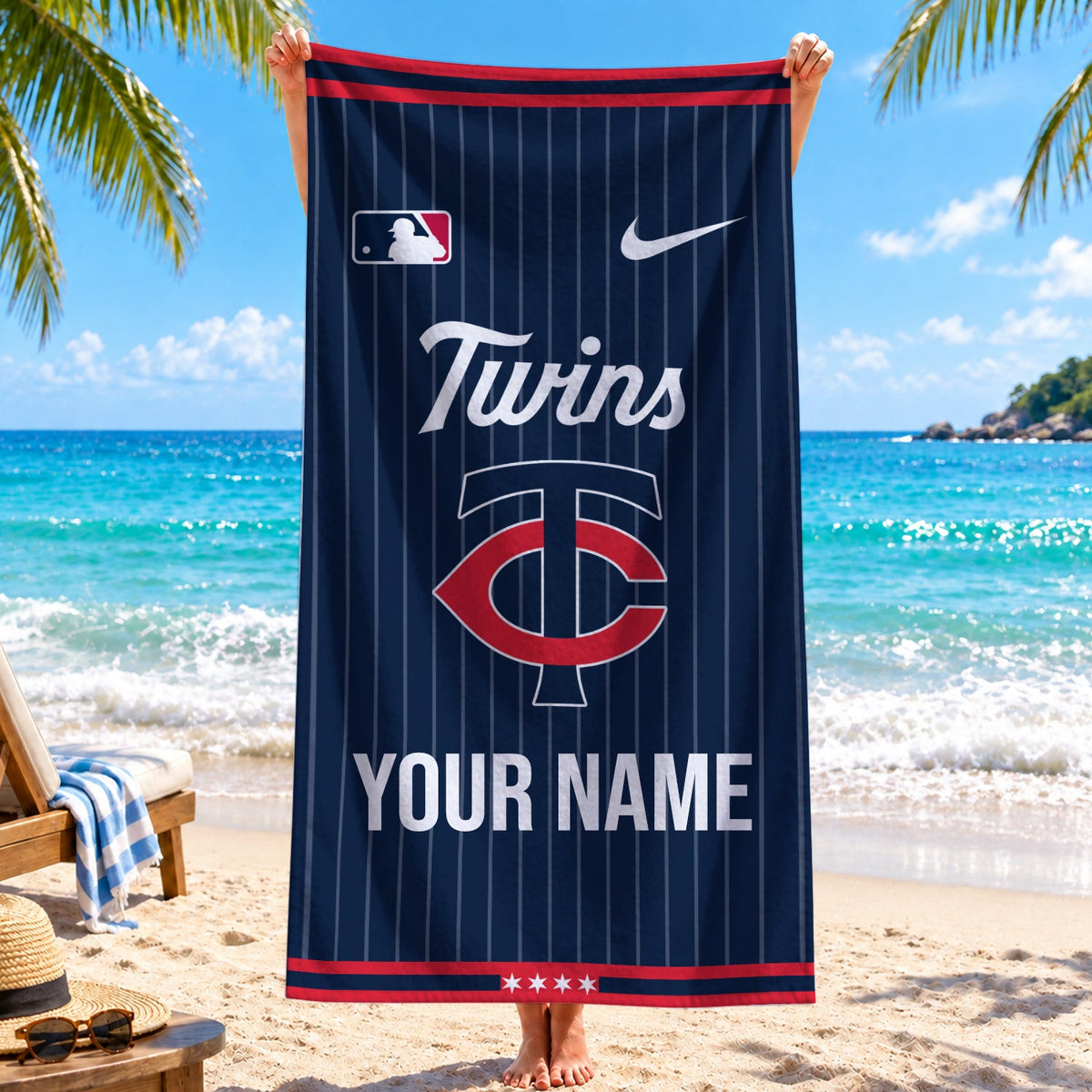 [FLASH SALE] NEW CUSTOMIZED MLB22 MTS MINNESOTA TWINS BEACH TOWEL