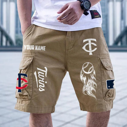 [FLASH SALE] NEW CUSTOMIZED MLB22 MTS MINNESOTA TWINS MEN'S CARGO SHORTS