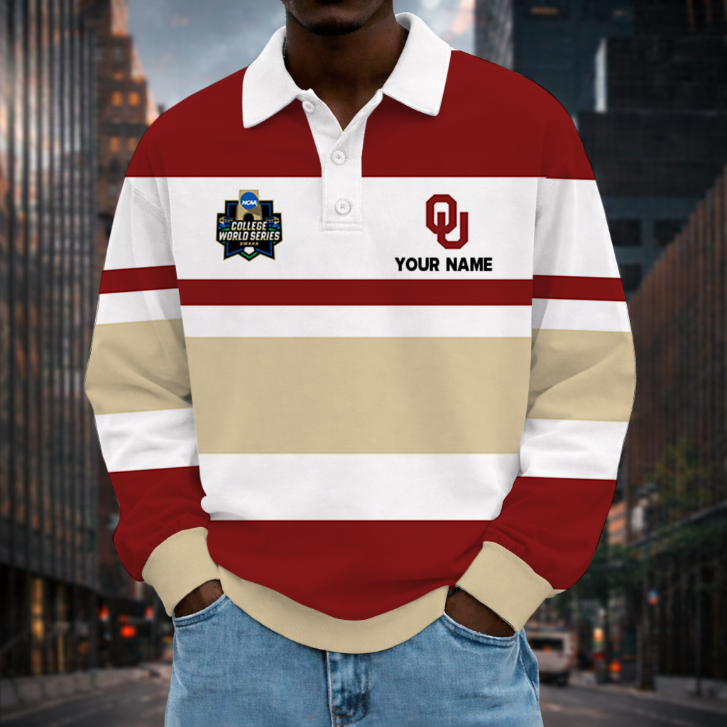 [FLASH SALE] NEW CUSTOMIZED NCAA CWS22 OUS OKLAHOMA SOONERS UNISEX LONG SLEEVE POLO