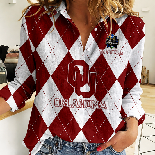 [FLASH SALE] NEW CUSTOMIZED | NCAA CWS22 OUS OU SOONERS WOMEN CASUAL SHIRT FOR FAN