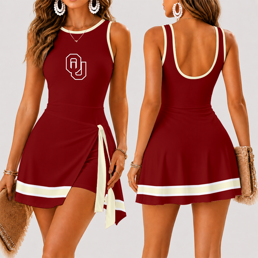 [FAN FAVORITE] NEW CUSTOMIZED NCAA CWS22 OUS OKLAHOMA SOONERS WOMEN'S SUMMER SKORT DRESS