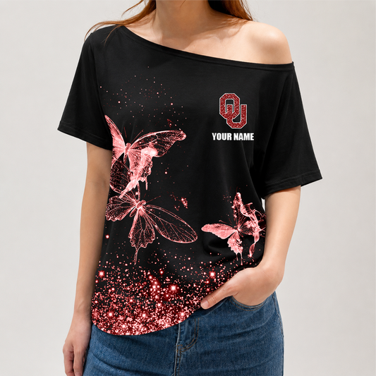 [FAN FAVORITE] NEW CUSTOMIZED NCAA CWS22 OUS OKLAHOMA SOONERS OFF-SHOULDER SHIRT