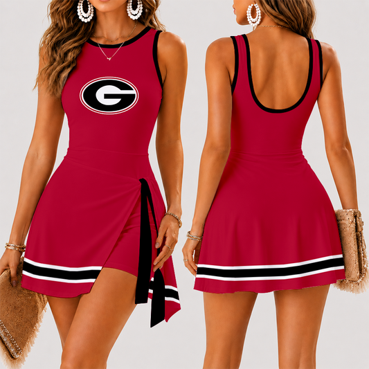 [FAN FAVORITE] NEW CUSTOMIZED NCAA CWS23 GEB GEORGIA BULLDOGS WOMEN'S SUMMER SKORT DRESS