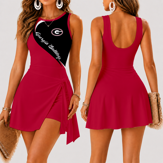 [FAN FAVORITE] NEW CUSTOMIZED NCAA CWS23 GEB GEORGIA BULLDOGS WOMEN'S SUMMER SKORT DRESS