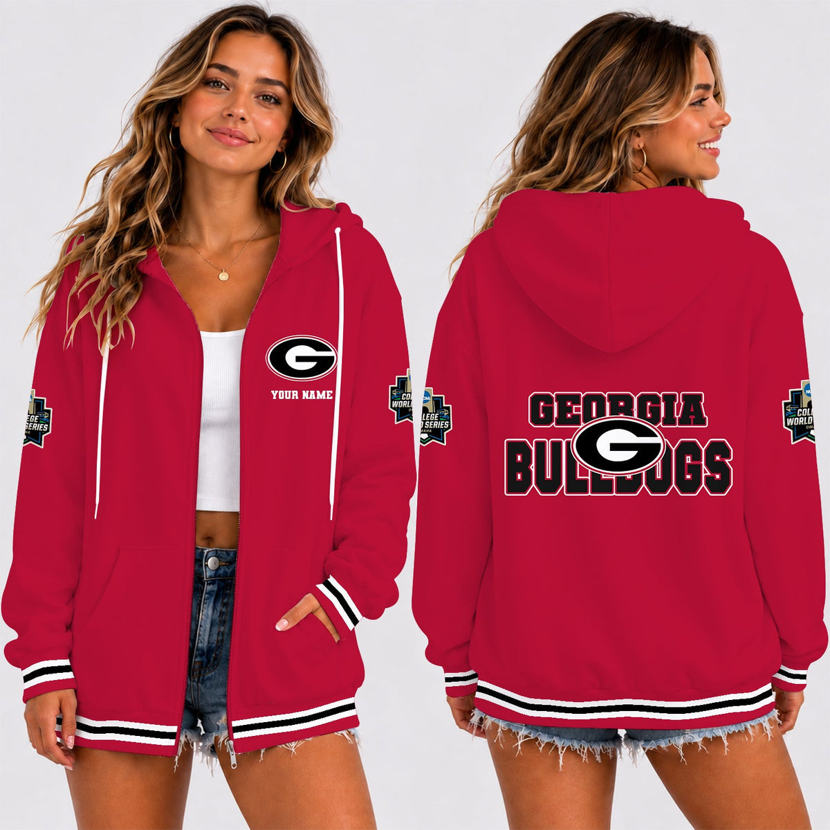 [FAN FAVORITE] NEW CUSTOMIZED NCAA CWS23 GEB GEORGIA BULLDOGS T-SHIRT, HOODIE, ZIP HOODIE