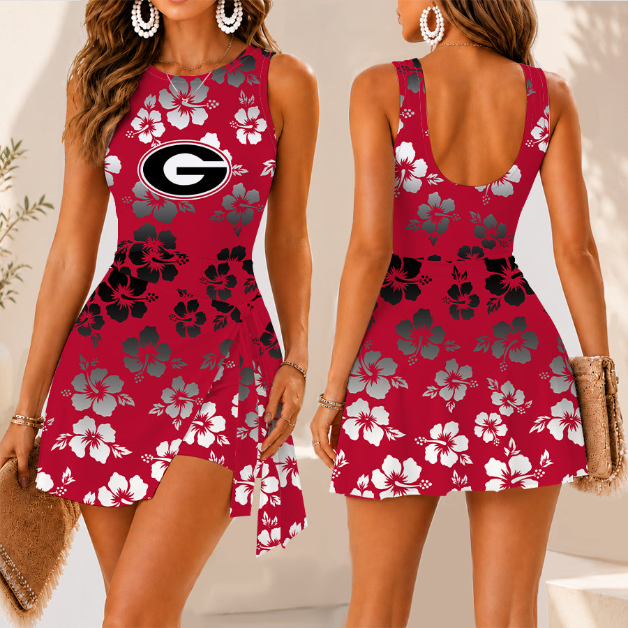 [FAN FAVORITE] NEW CUSTOMIZED NCAA CWS23 GEB GEORGIA BULLDOGS WOMEN'S SUMMER SKORT DRESS