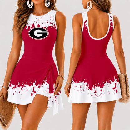 [FAN FAVORITE] NEW CUSTOMIZED NCAA CWS23 GEB GEORGIA BULLDOGS WOMEN'S SUMMER SKORT DRESS