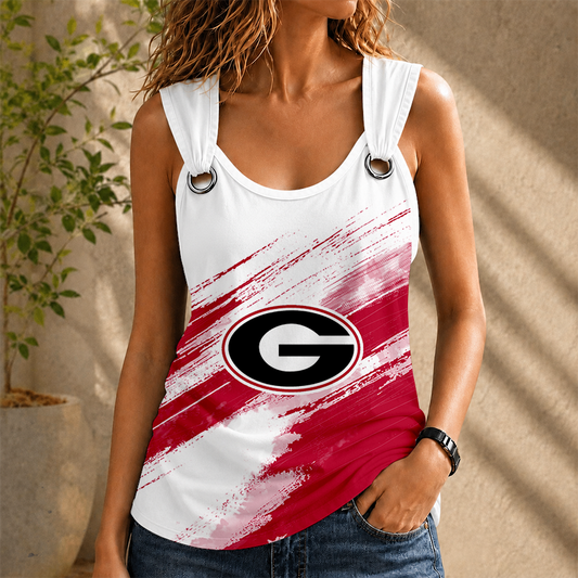 [FAN FAVORITE] NEW CUSTOMIZED NCAA CWS23 GEB GEORGIA BULLDOGS O-RING SHOULDER TANK TOP