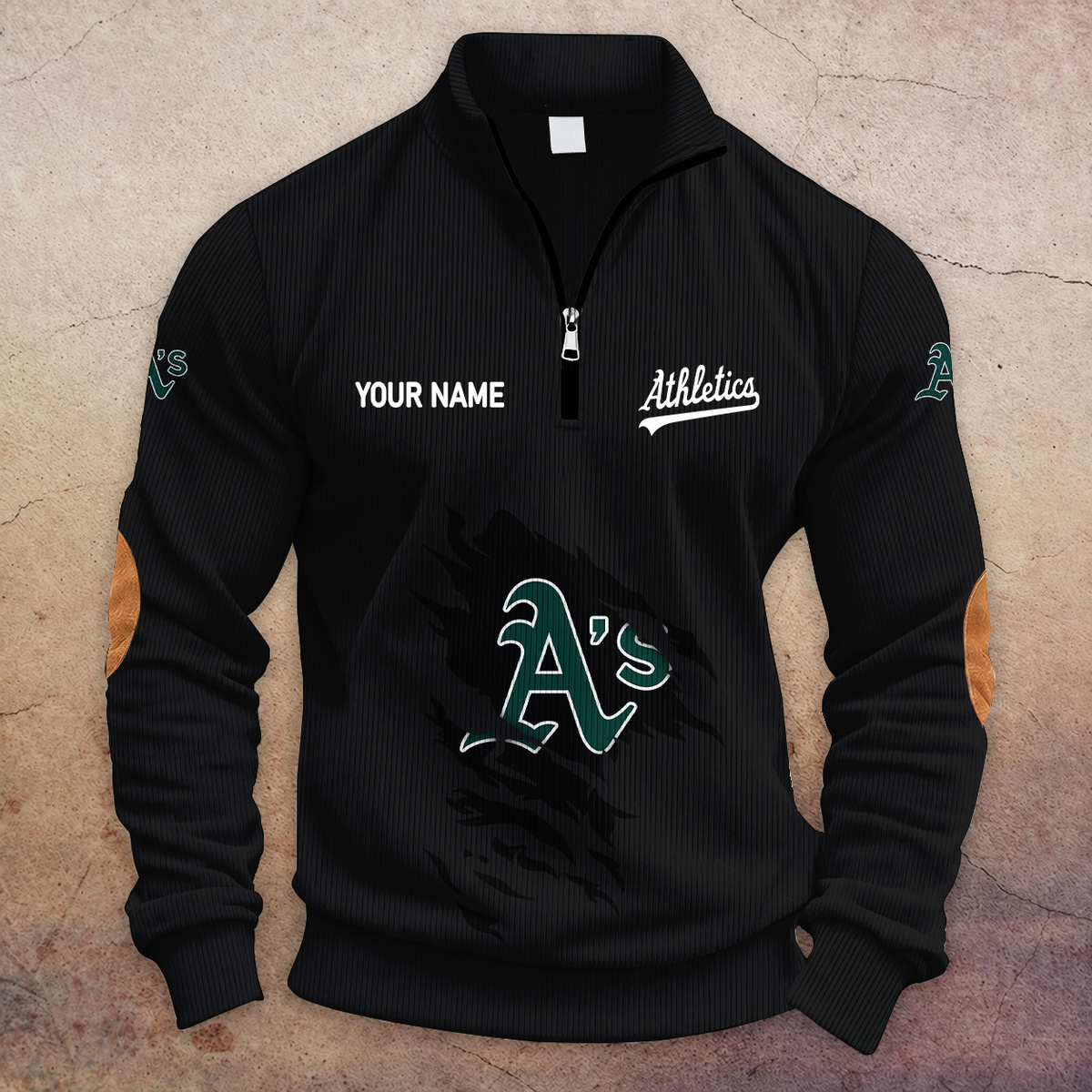 [FLASH SALE] NEW CUSTOMIZED MLB23 OAS OAKLAND ATHLETICS MULTICOLOR STRIPED QUATER ZIP SWEATSHIRT
