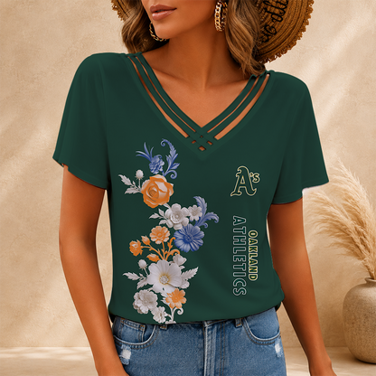 [FLASH SALE] NEW CUSTOMIZED MLB23 OAS OAKLAND ATHLETICS V-NECK SHIRT