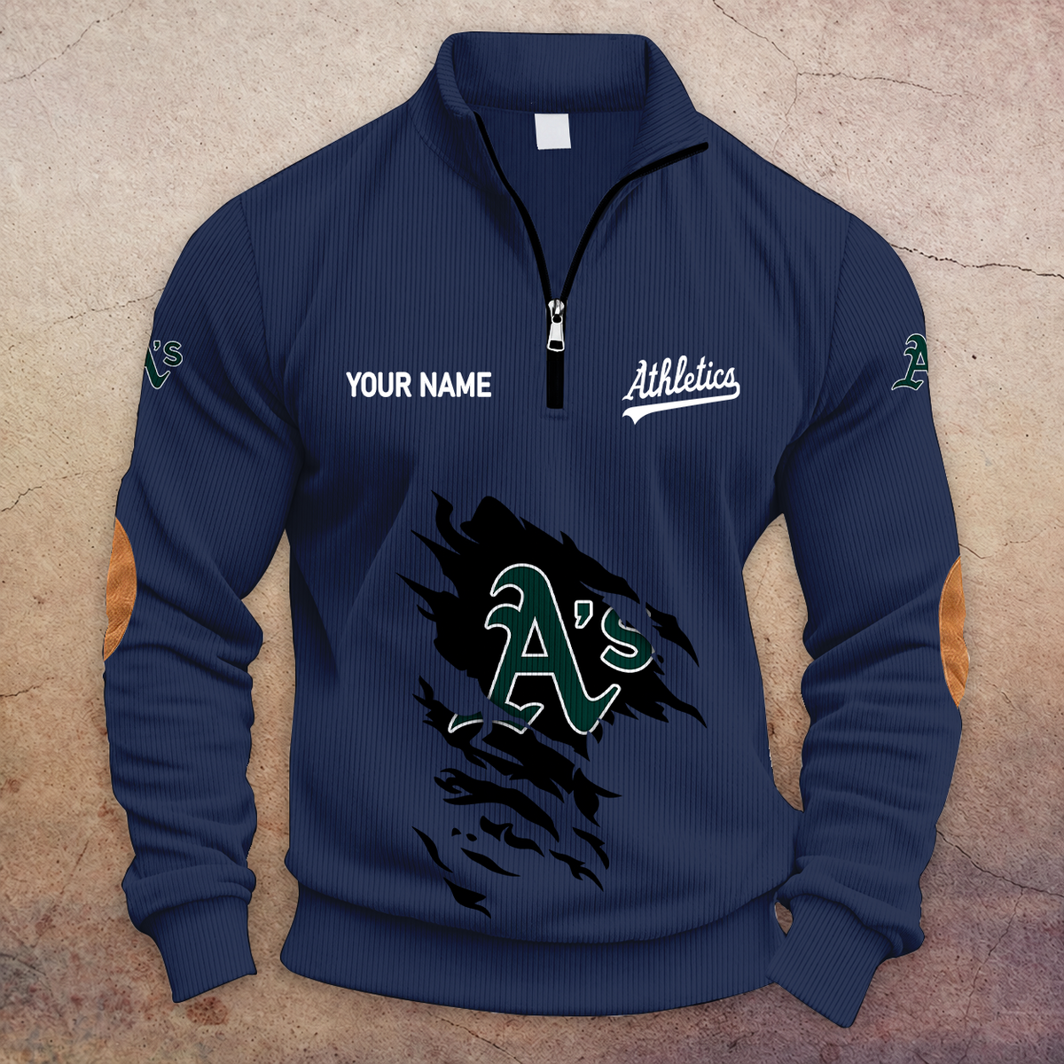 [FLASH SALE] NEW CUSTOMIZED MLB23 OAS OAKLAND ATHLETICS MULTICOLOR STRIPED QUATER ZIP SWEATSHIRT