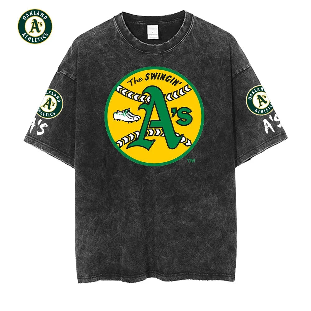 [FLASH SALE] NEW CUSTOMIZED MLB23 OAS OAKLAND ATHLETICS MULTICOLOR WASHED TEE