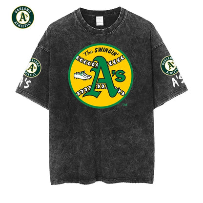 [FLASH SALE] NEW CUSTOMIZED MLB23 OAS OAKLAND ATHLETICS MULTICOLOR WASHED TEE